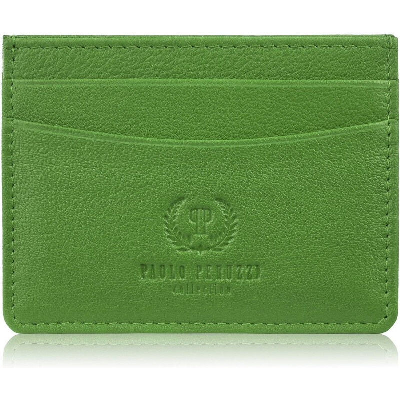 Paolo Peruzzi Kožené praktické puzdro na karty a vizitky | zelená T 64735431
