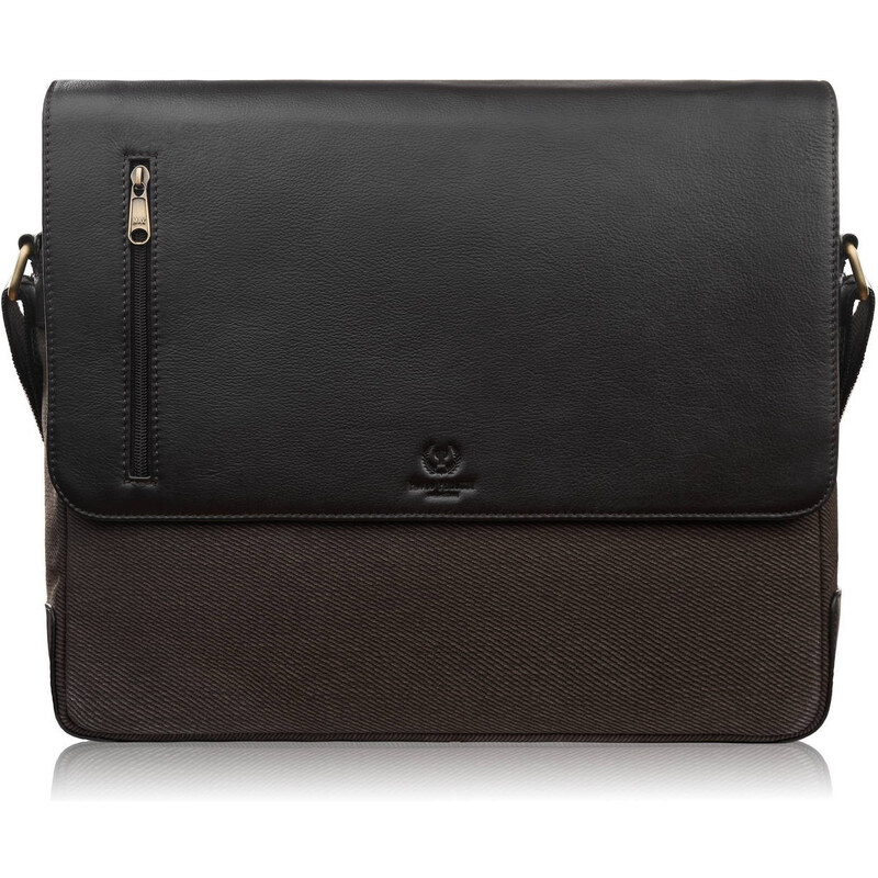 Paolo Peruzzi Pánska taška na notebook z pravej kože a plátna | hnedá 64851644