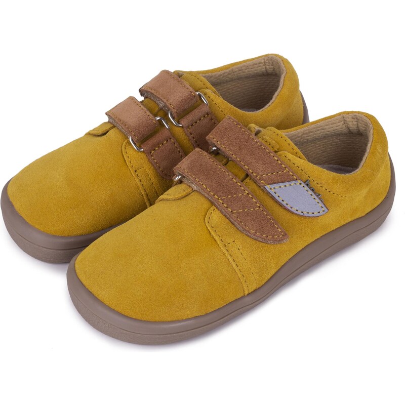 Detské barefootové kožené tenisky na suchý zips Beda žltá veľkost deti 65796933