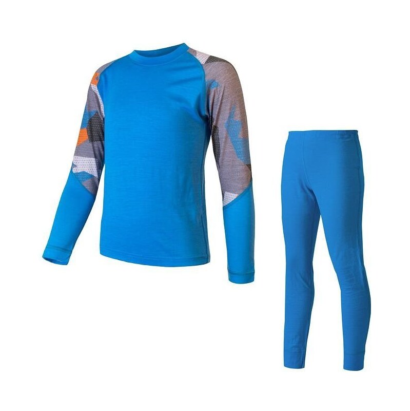 Detská súprava funkčného oblečenia Sensor Merino Impress modrá/camo 65796965