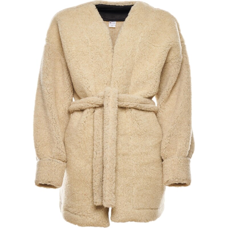 Vlnka Dámsky zavinovací vlnený kardigán prírodný veľkosti oblečenia S 65797086