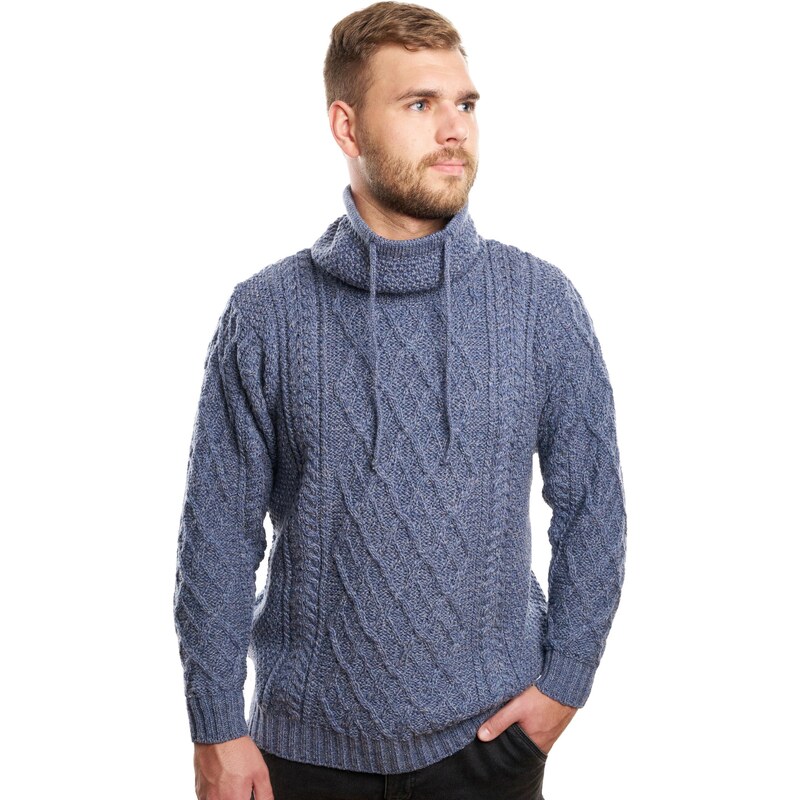 Vlnka Pánsky vlnený rolák so šnúrkami Merino modrá veľkosti oblečenia 65797173