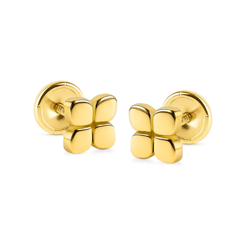 Brilio Slušivé náušnice zo žltého zlata Štvorlístok 14/194.581/17 66581694