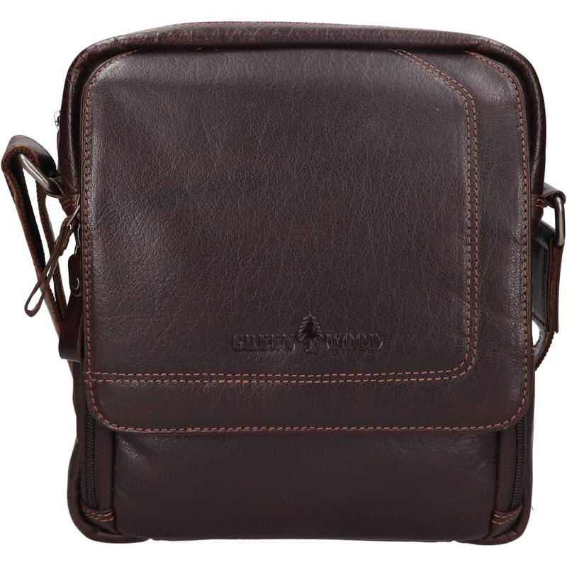 Pánska kožená taška cez rameno Greenwood Monte - tmavo hnedá 65065319