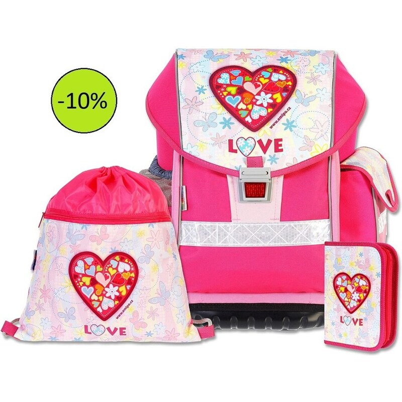 neuvedeno Školský aktovkový set ERGO ONE Love 3-dielny 65065516