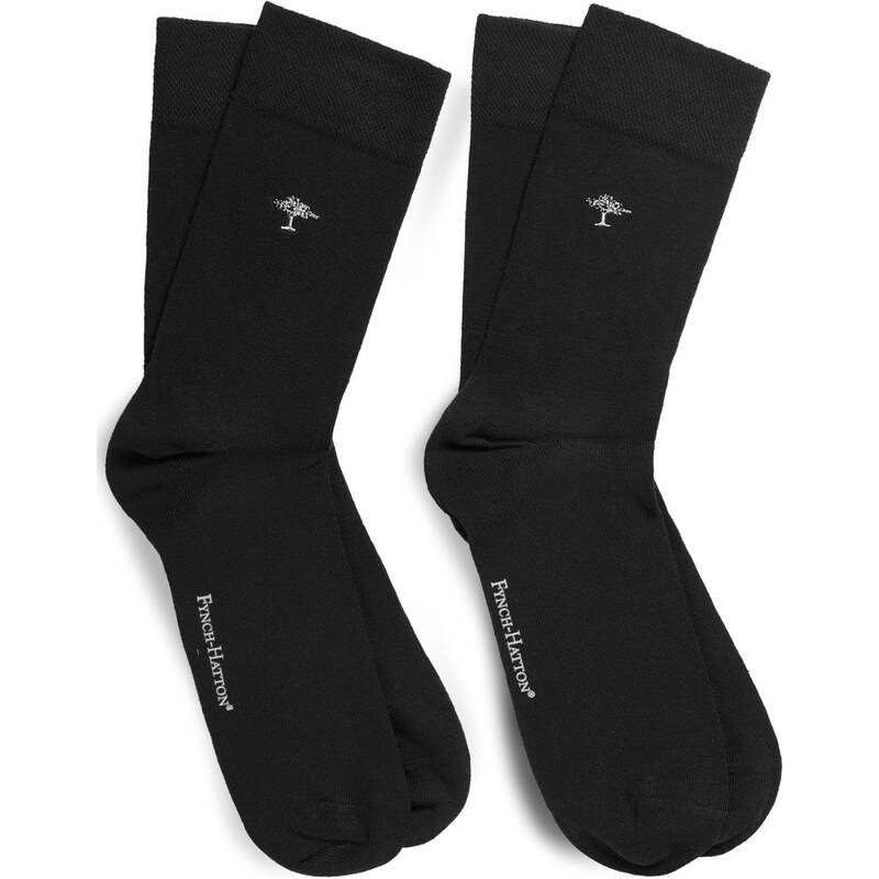 Pánske čierne Soft cotton blend ponožky FYNCH-HATTON 2 páry 65066546