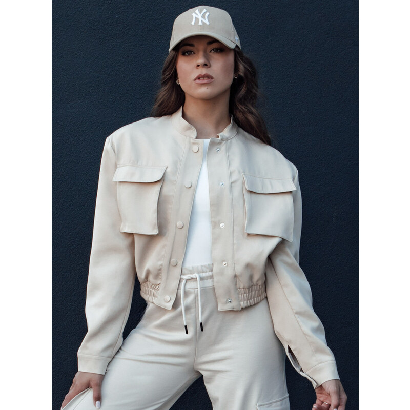 BASIC Béžová dámska bombera s veľkými vreckami PRIEV TY4306 65067381