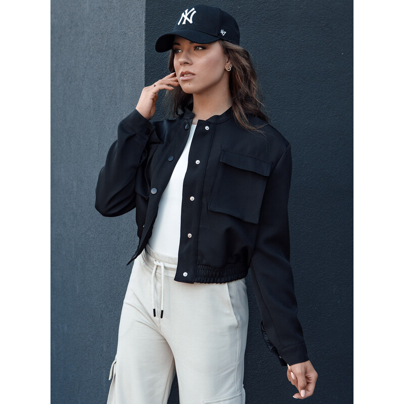 BASIC Čierna dámska bombera s veľkými vreckami PRIEV TY4307 65067379