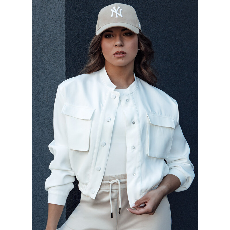 BASIC Biela dámska bombera s veľkými vreckami PRIEV TY4305 65067380