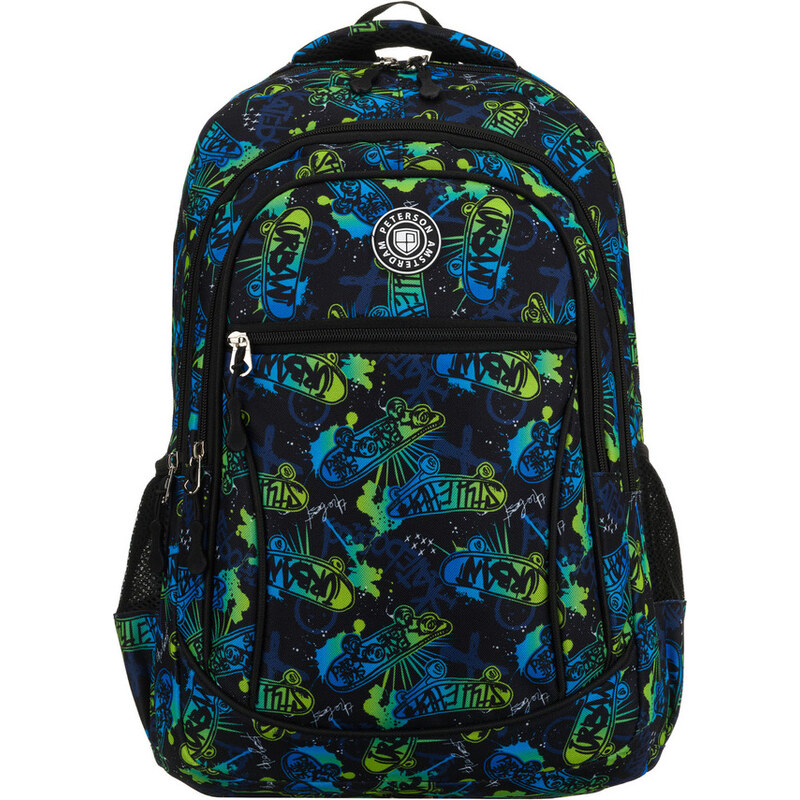 Peterson Čierny školský plecniak so vzorom skateboardu PTN BIEDRONKA 65067394