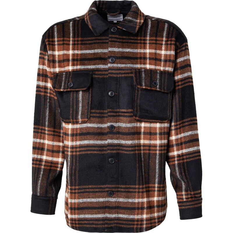 JACK & JONES Košeľa JJEBRADLEY OLLIE hnedá / čierna / biela 65068158