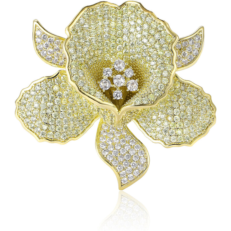 Troli Luxusná pozlátená brošňa v tvare kvetu Gold 66594090