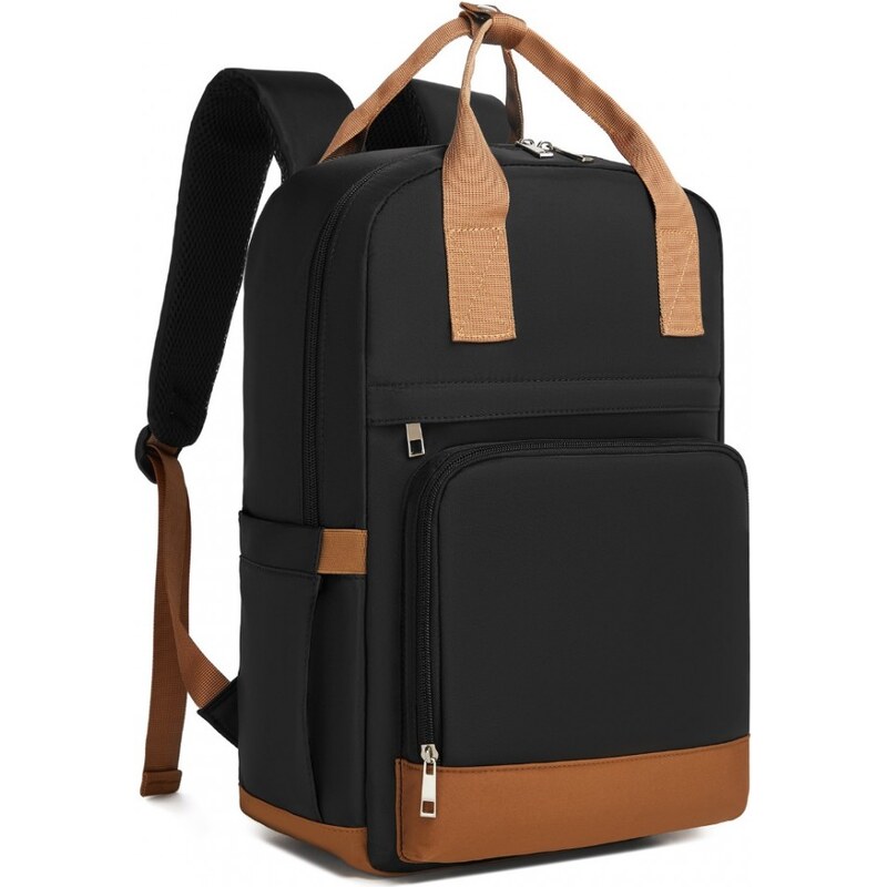 Ruksak - KONO na počítač s USB-C nabíjacím portom, čierno/hnedý 66043668