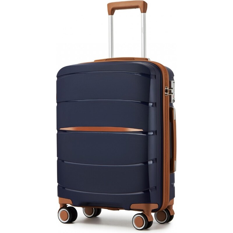 Kufor - KONO PP, kabínový kufor s hnedými detailmi – modrý 67205610