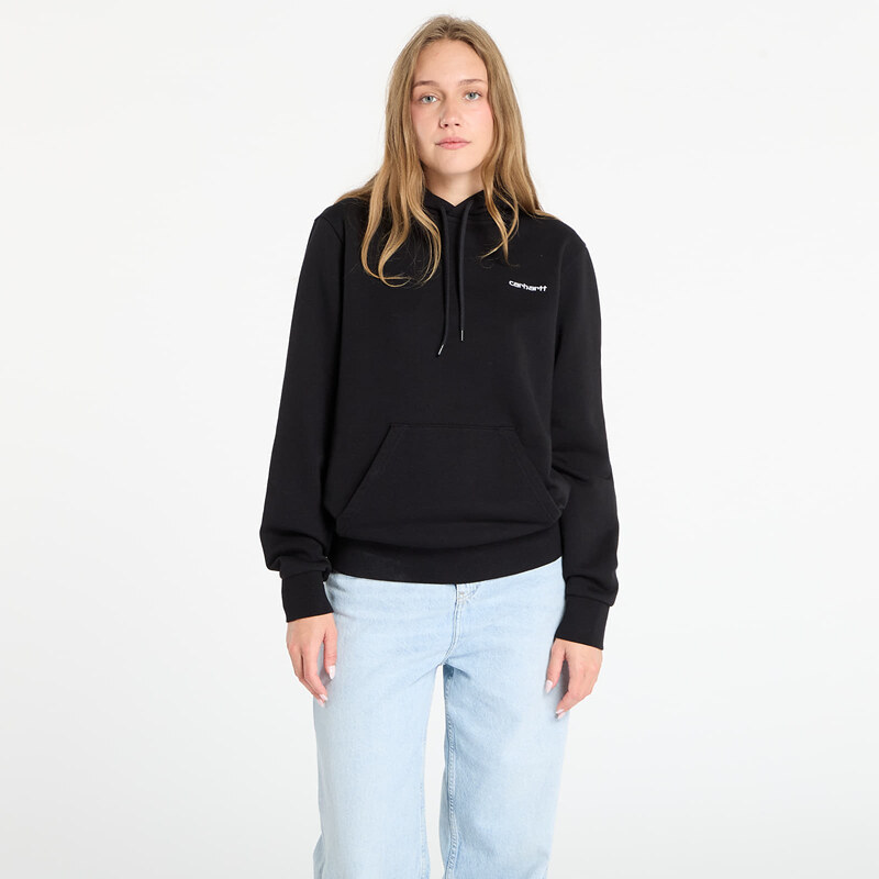 Mikina Carhartt WIP Hooded Script Embroidery Sweat UNISEX Black/ White 65082831