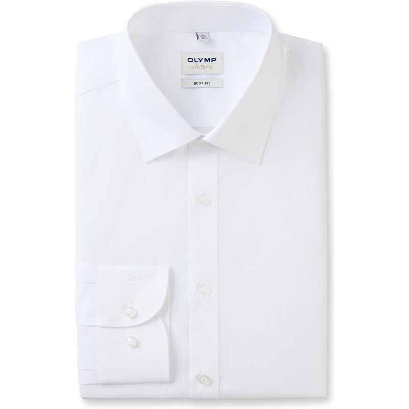 Pánska biela bavlnená košeľa OLYMP body fit predĺžený rukáv 47634922