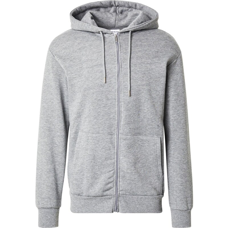 SELECTED Tepláková bunda SLHDAN sivá melírovaná 65175362