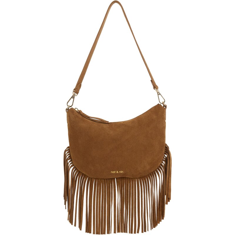 Nat&Nin Taška cez rameno LUNE FRANGE hnedá / zlatá 66257296