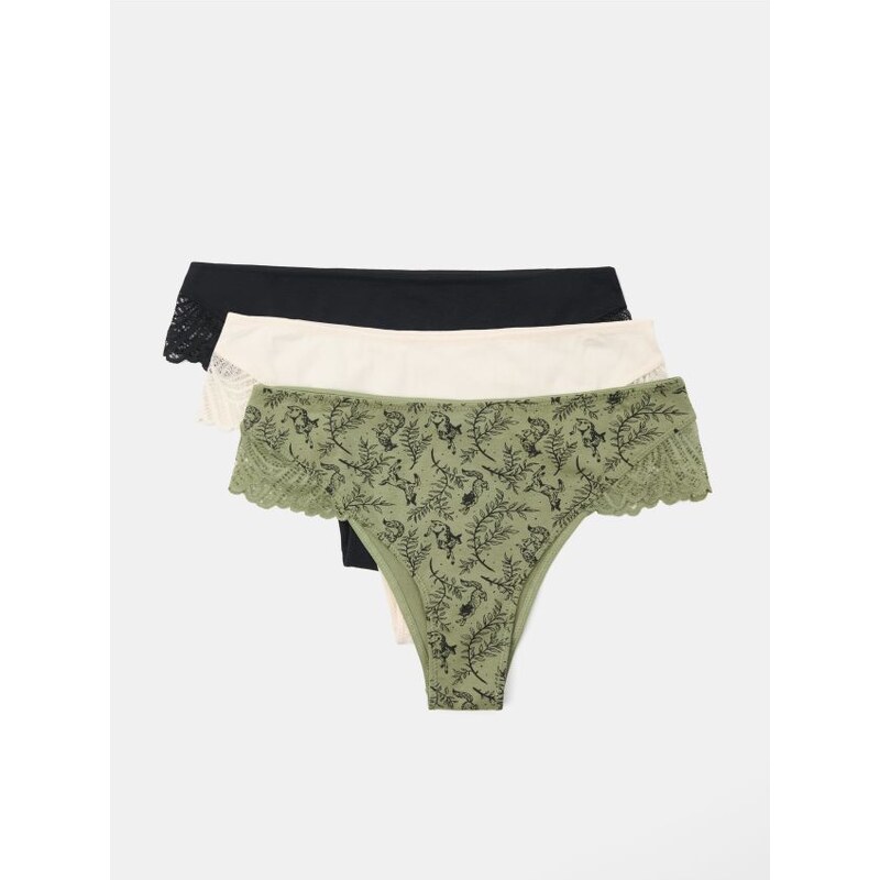 Sinsay - Súprava 3 brazílskych nohavičiek - viacfarebná 65743950