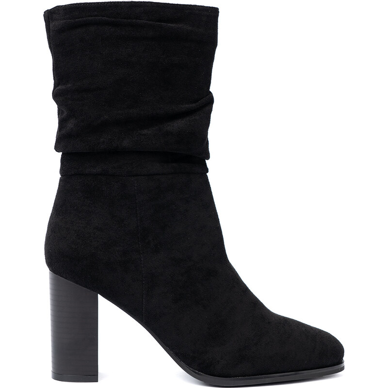 Shelvt Black ankle boots with a ruffled upper 65115697