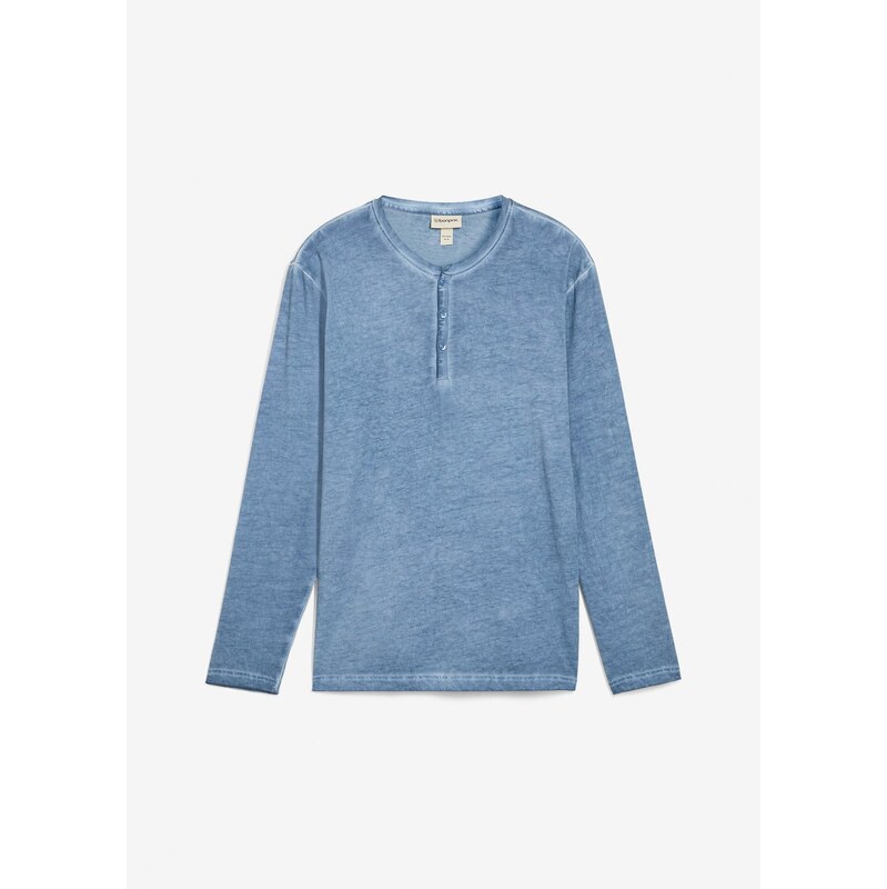 bonprix Tričko s légou, dlhý rukáv, v bielenom vzhľade, z čistej bio 65119310