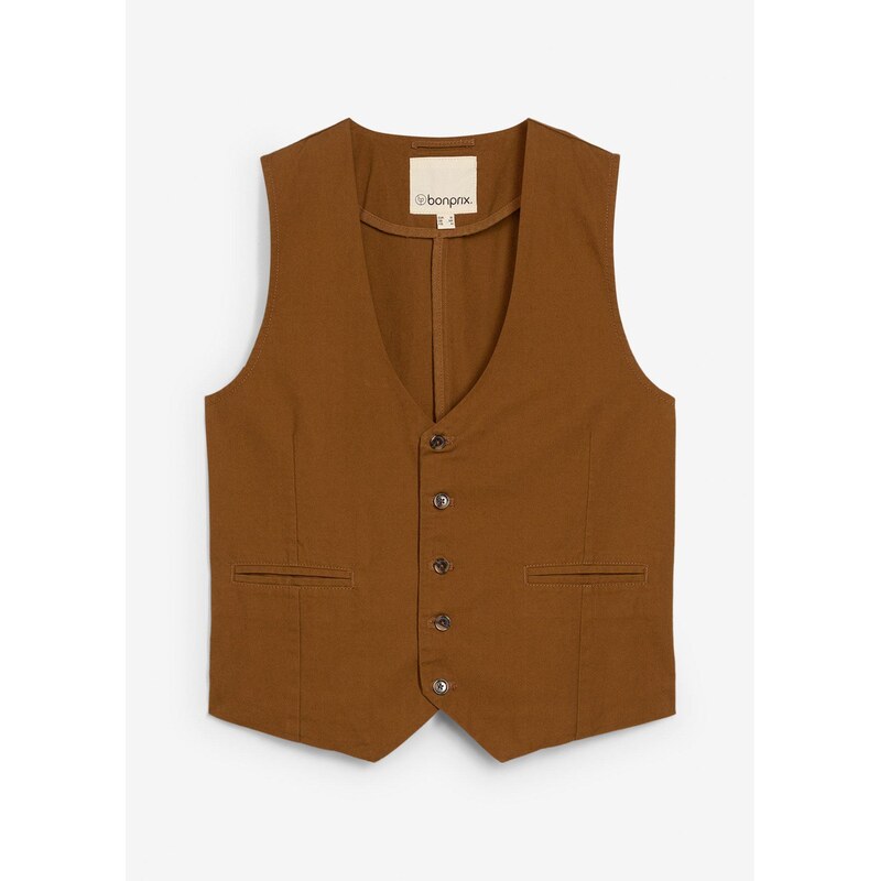 bonprix Vesta z bavlneného plátna, farba hnedá 65119330
