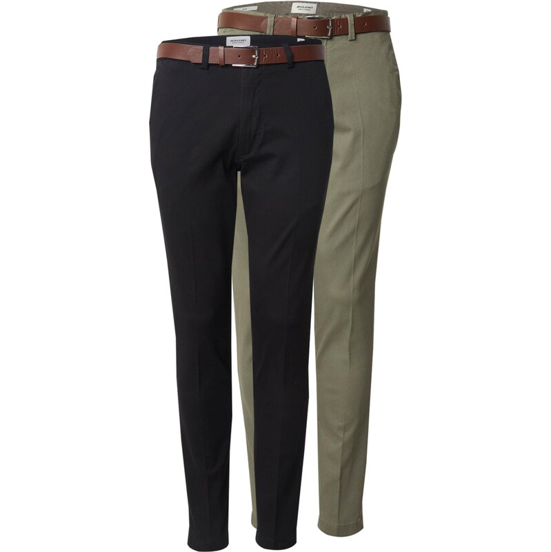 JACK & JONES Chino nohavice JPSTMARCO FRANCO svetlozelená / čierna 65121407