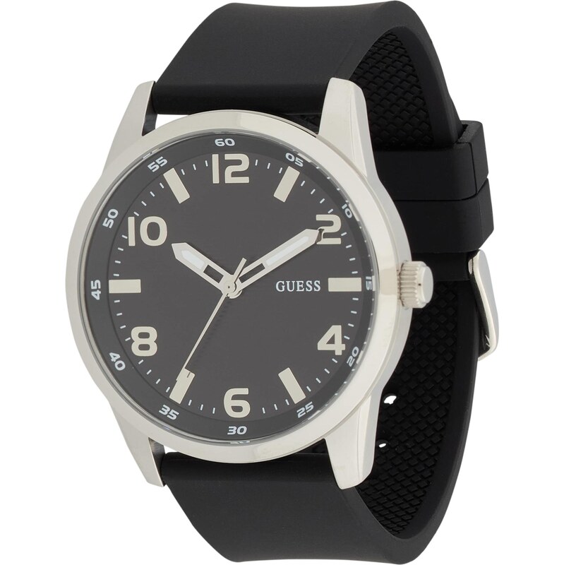 GUESS Analógové hodinky čierna / strieborná / biela 65139194