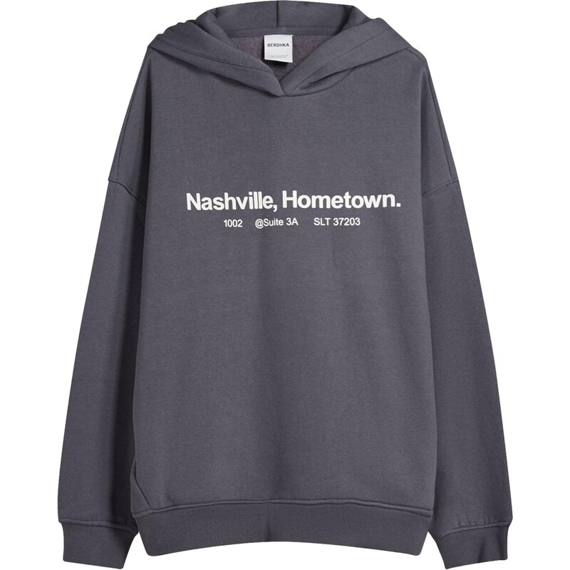 Bershka Mikina tmavosivá / biela 65394668