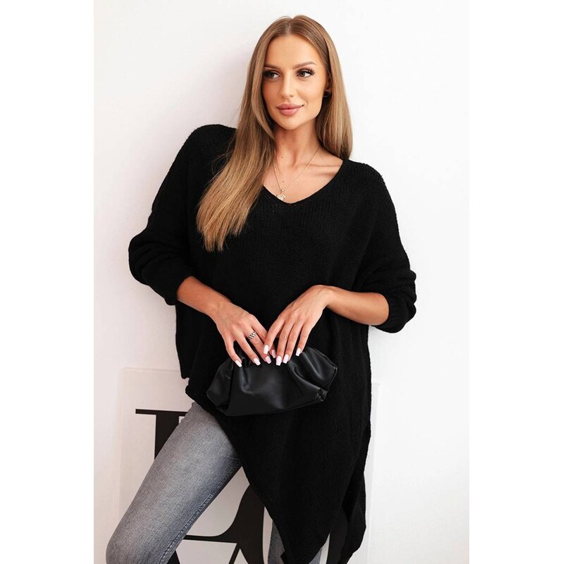 Fashionweek Dámsky asymetrický sveter z vlny Plus Size s výstrihom do 65125193