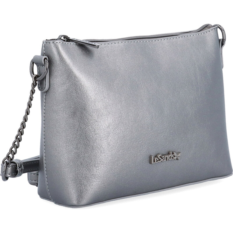Kabelka zo syntetickej kože crossbody Le Sands strieborná 7708 TI 65128740