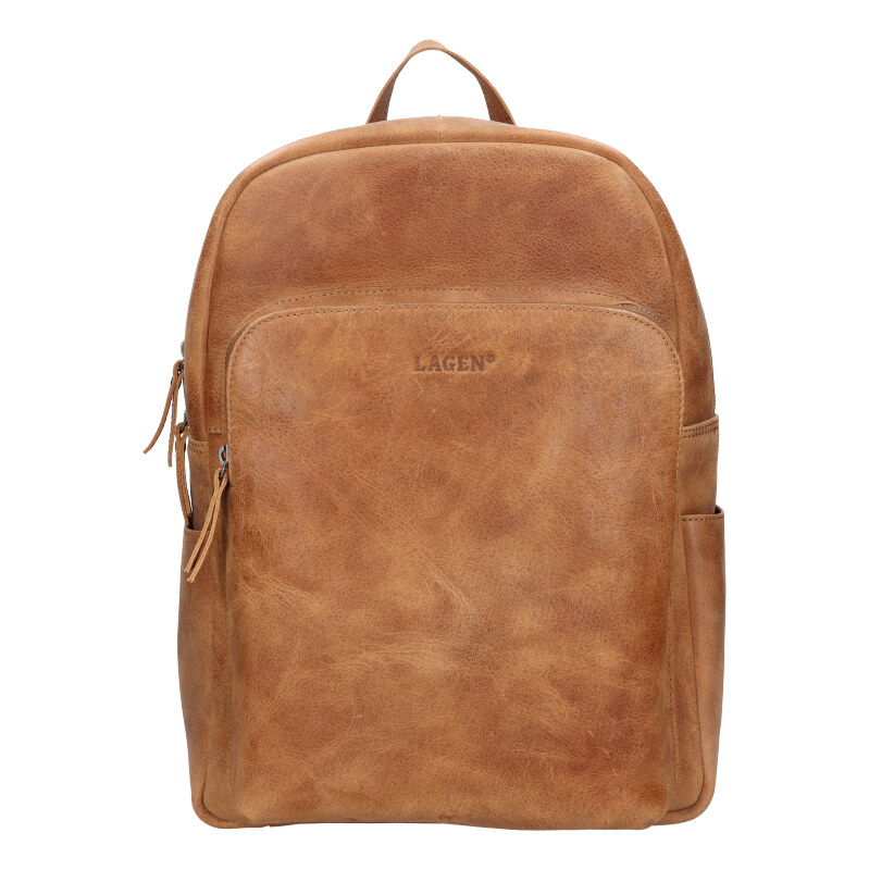 Lagen Kožený batoh UNISEX LG-25026 camel 65667923