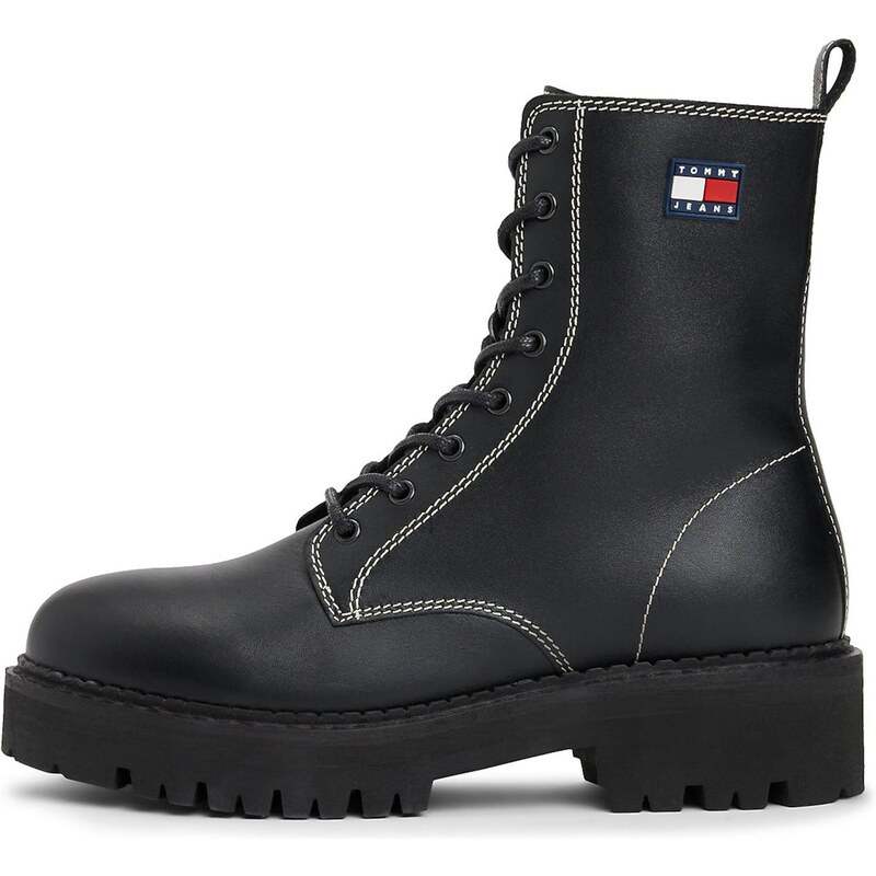 Tommy Jeans Šnurovacie členkové čižmy námornícka modrá / jasne červená 65146448