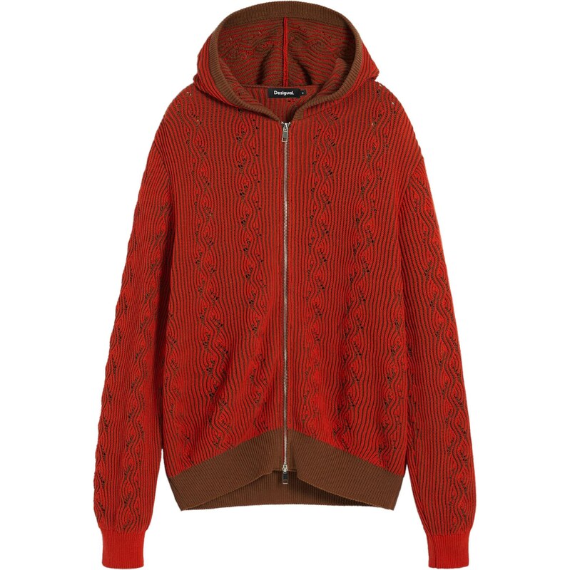 Desigual Tepláková bunda hnedá / červená 65237591