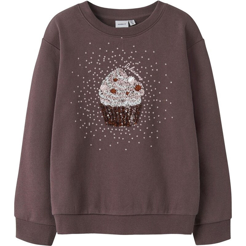 NAME IT Mikina NKFNUASA hnedá / baklažánová / strieborná 65323582