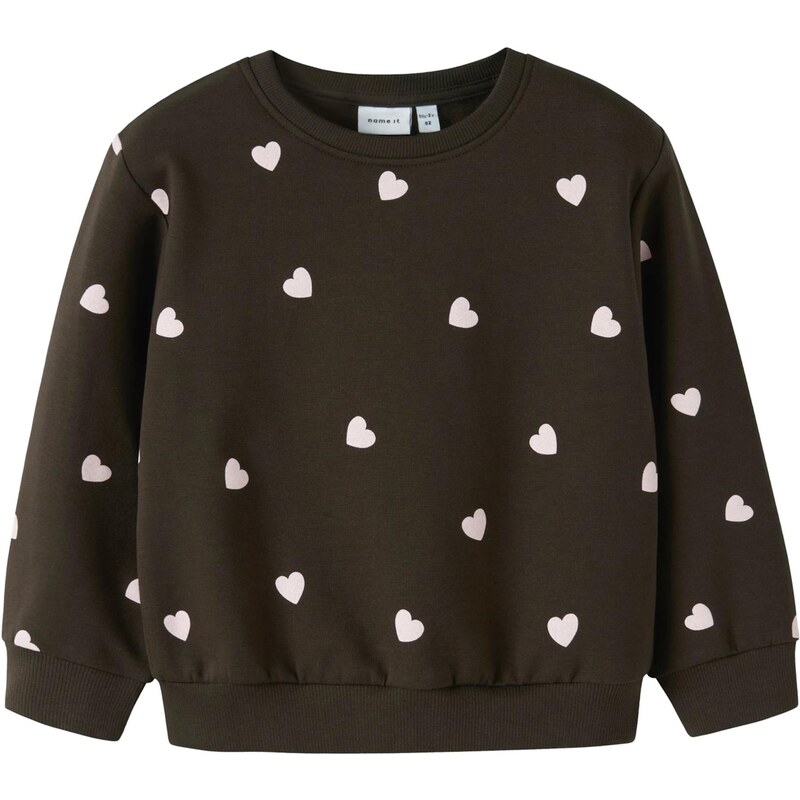 NAME IT Mikina NMFNEHEART tmavohnedá / pastelovo ružová 65323585