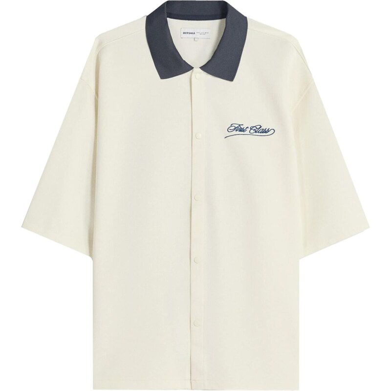 Bershka Košeľa nebielená / tmavomodrá / zlatá 65889286