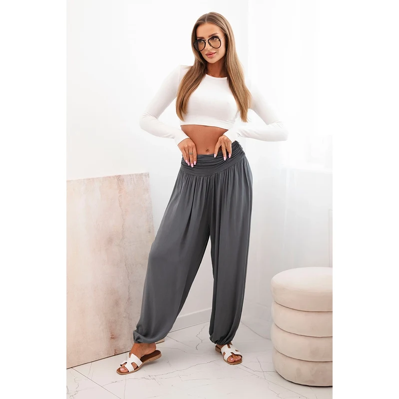 Kesi Włoski Dámske viskózové nohavice so širokými nohavicami a 65134771