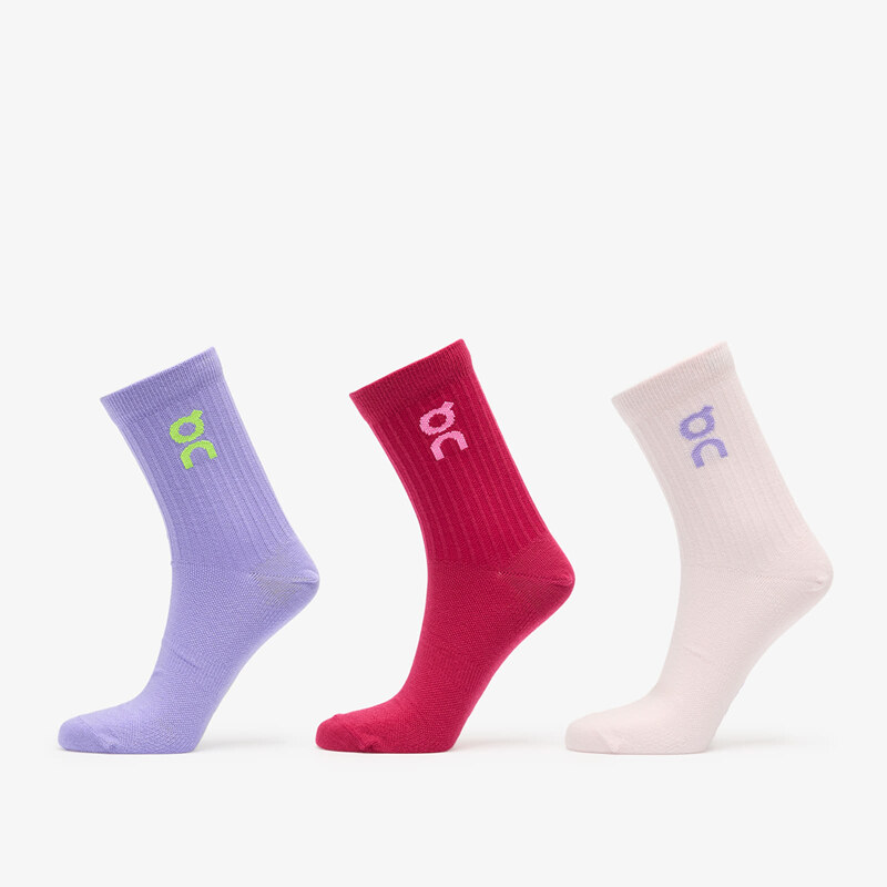 On Logo Sock High 3-Pack Orchid/ Comet L 65135066