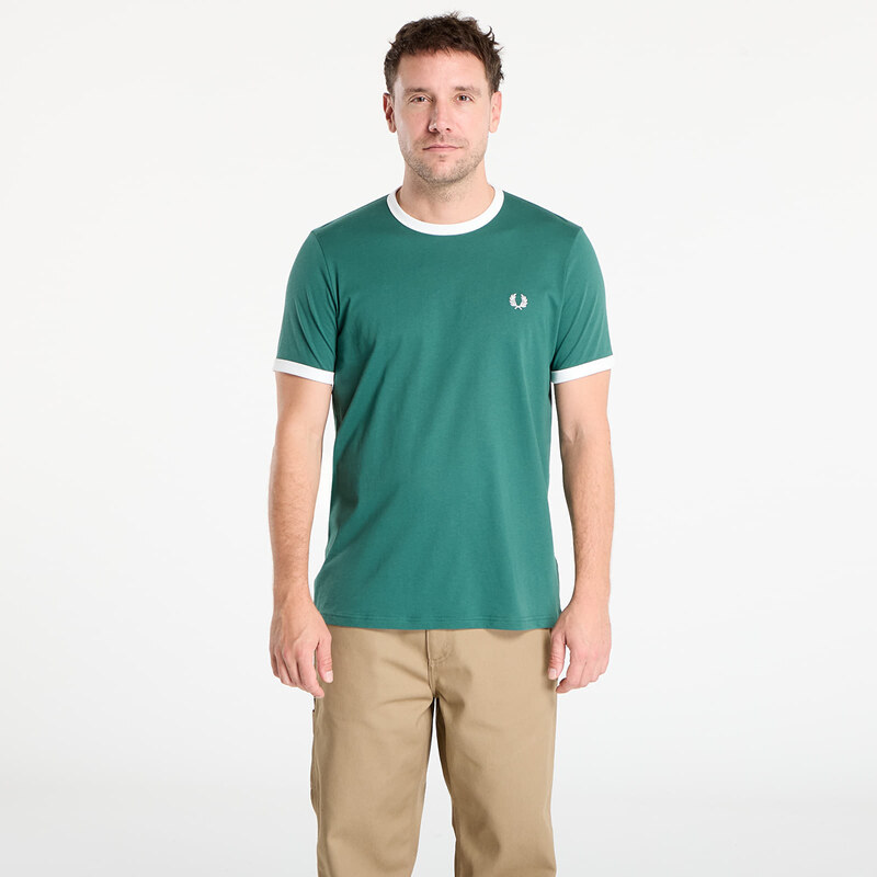 Tričko FRED PERRY Ringer T-Shirt Sport Green/ Snow White M 65135174