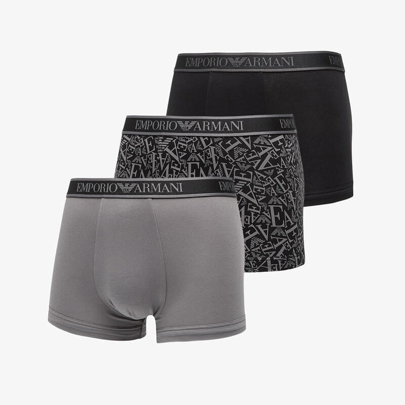 Boxerky EA7 Emporio Armani Bottom Trunk 3-Pack Blk/ Blk-Shade/ Shade 65135010