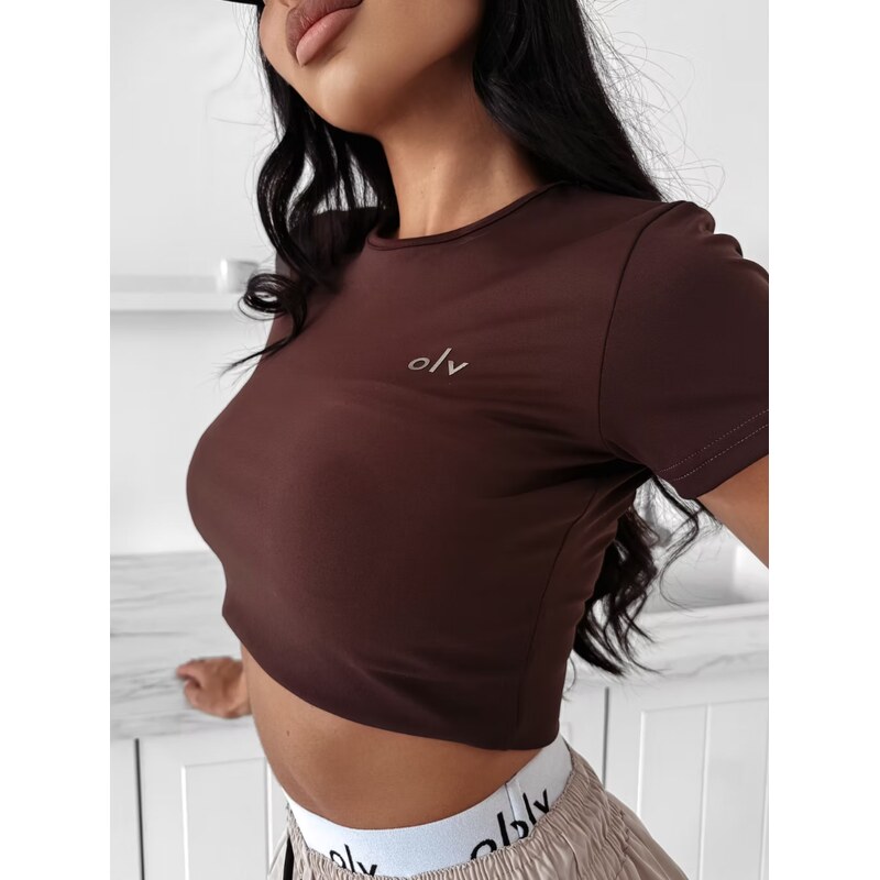 Olavoga Dámske čokoládové slim tričko 65135294