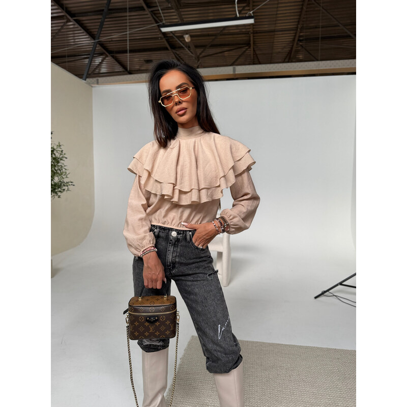 LaManuel Dámska blúzka s volánikmi QUEEN béžová 65135547