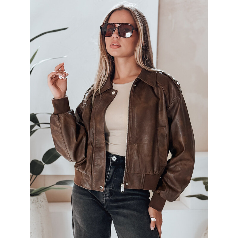 BASIC Dámsky hnedý koženkový bomber TY5219 65135670