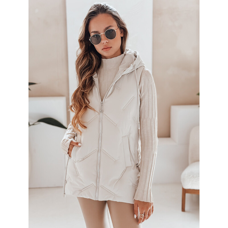 BASIC Biela dámska prešívaná vesty s kapucňou TY5108 65135668