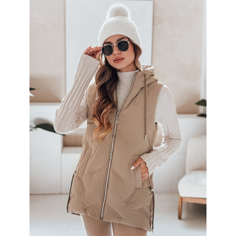 BASIC Béžová dámska prešívaná vesty s kapucňou TY5107 65135669