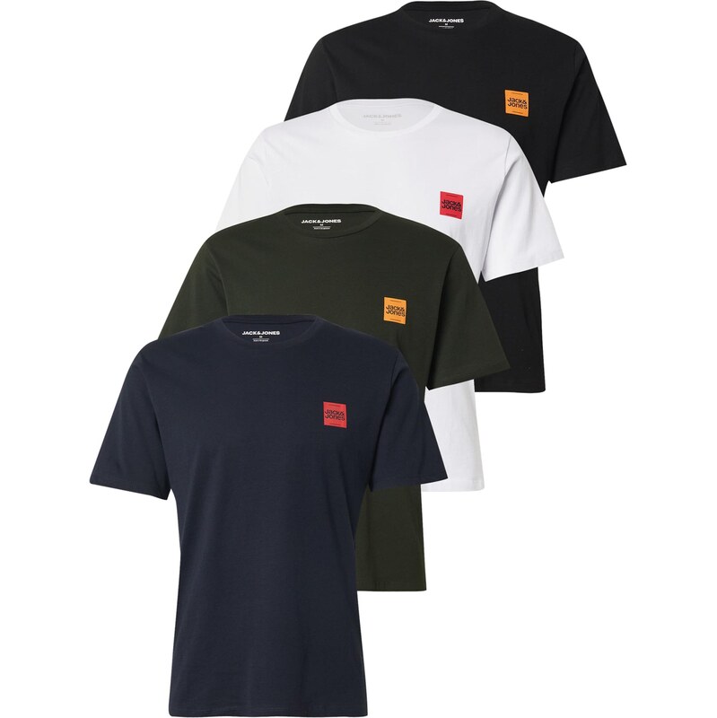 JACK & JONES Tričko BRANDY námornícka modrá / jedľová / čierna / biela 65136047