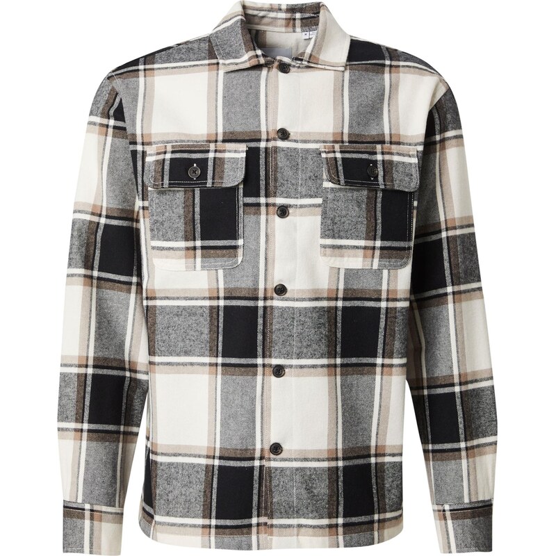 JACK & JONES Košeľa JJECharge béžová / krémová / sivá melírovaná / 65136056