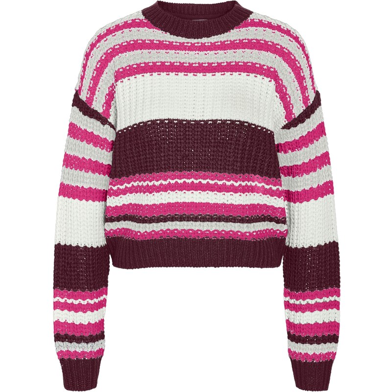 Noisy may Sveter NMCHARLIE farba lesného ovocia / ružová / biela 65853190