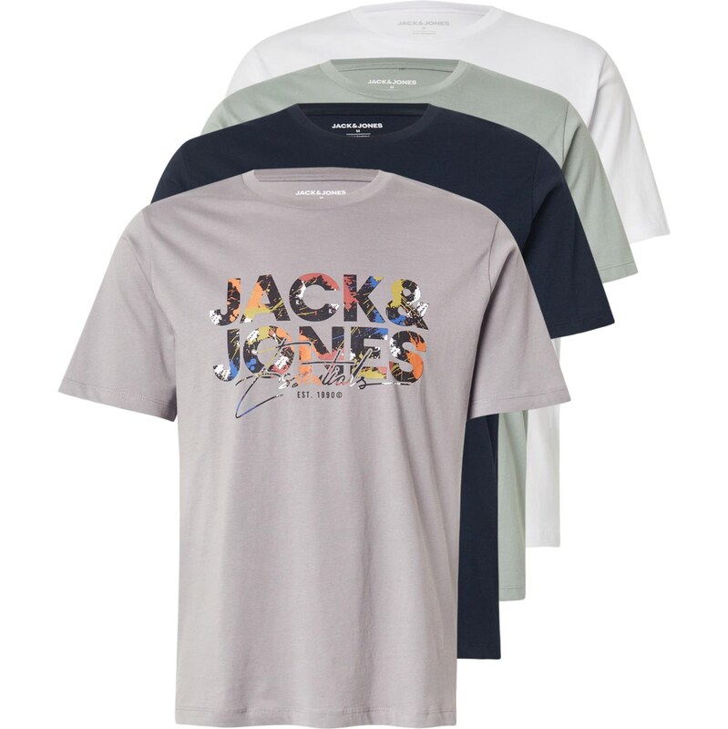 JACK & JONES Tričko JJGEPLAS námornícka modrá / svetlosivá / zelená / 65121353